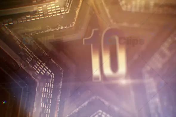 Gold Star Countdown Animation with Light Effects