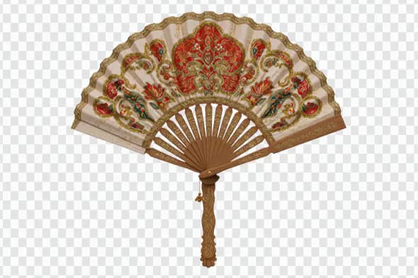 Traditional Indian Decorative Hand Fan PNG