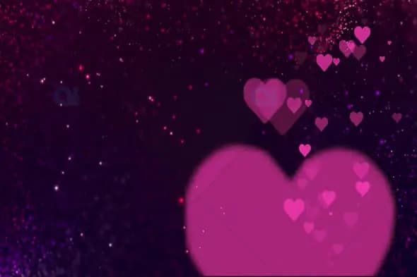 Floating Pink Hearts with Sparkling Purple Background Animation