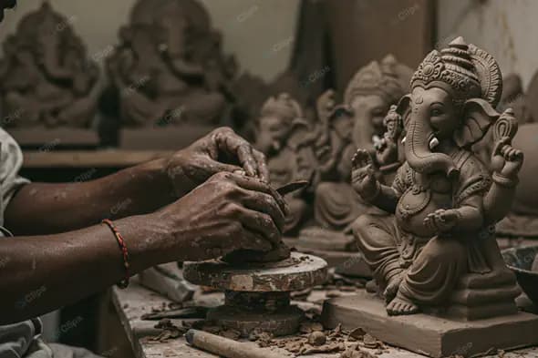 Artisan Crafting Clay Ganesha