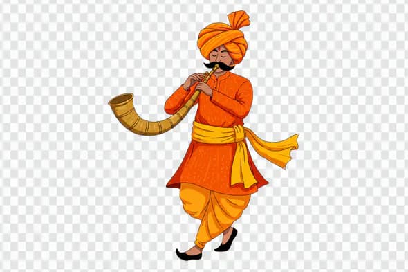 Traditional Indian Shehnai Player PNG Clipart for Weddings and Festivals