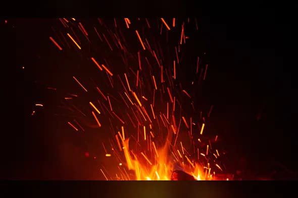 Dynamic Fire Embers Overlay with Rising Sparks