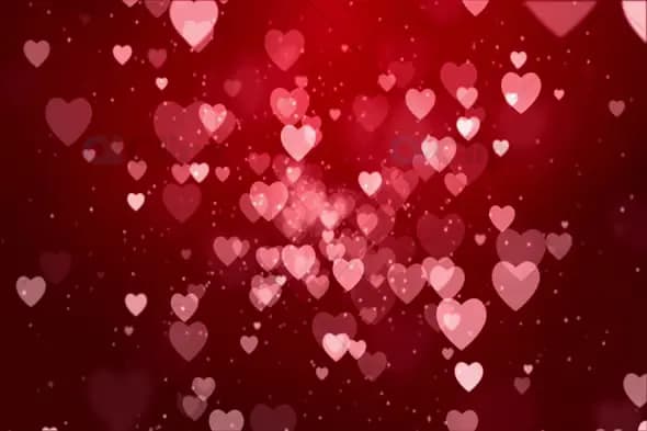 Heart Particles on Black Gradient Background