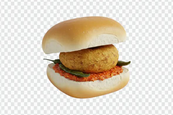 Vada Pav PNG – Authentic Indian Street Food Transparent Clipart