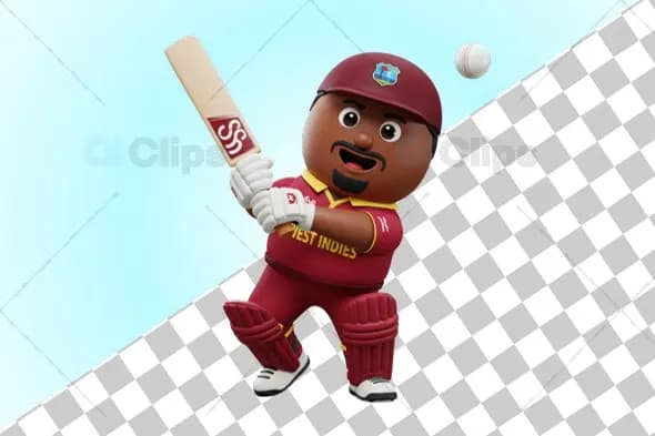 Cheerful West Indies Cricket Player 3D Illustration