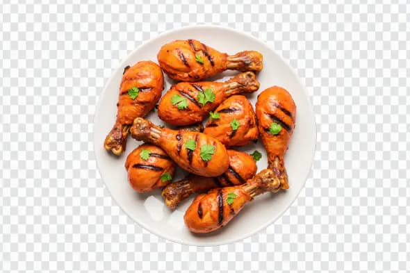 Spicy Indian Grilled Chicken Drumsticks PNG for Menus & Food Promotions