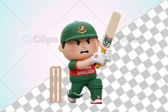 Bangladeshi Cricket Player 3D Illustration