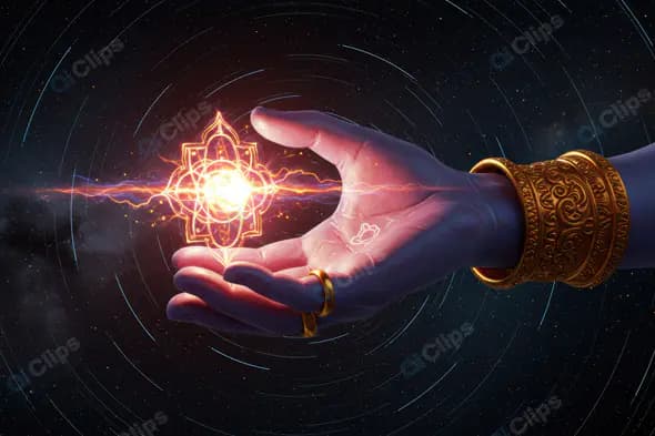 Divine Cosmic Hand Holding Mandala Energy in Space
