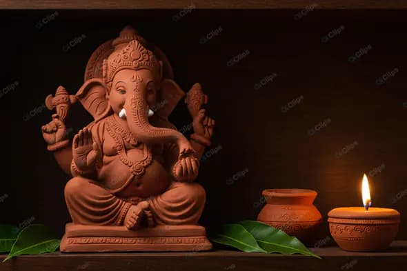 Ganesha Altar with Terracotta Offerings