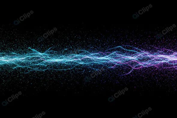 Electric Energy Pulse with Blue and Purple Particle Streaks on Black Background