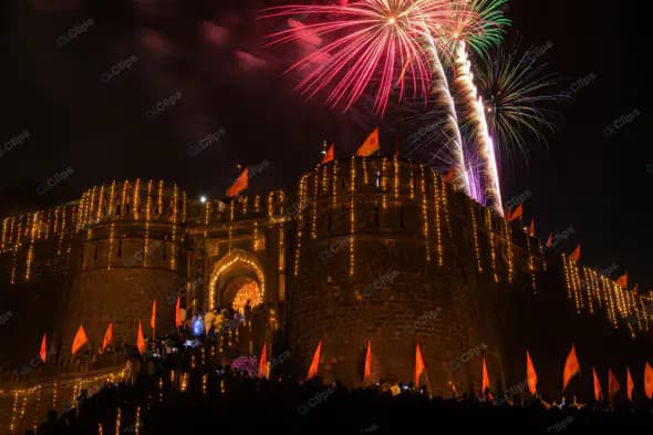 Enhanced Illuminated Fort Fireworks Celebration