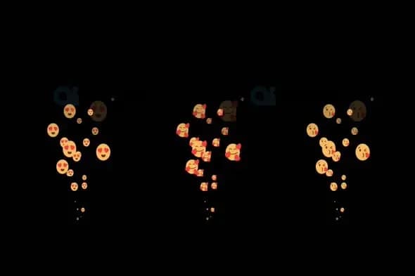 Floating Emoji Explosion Animation on Black Background