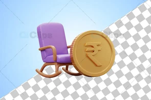 3D Retirement Savings Illustration with Rupee Symbol