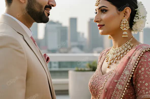 Elegant Indian Bride and Groom Portrait