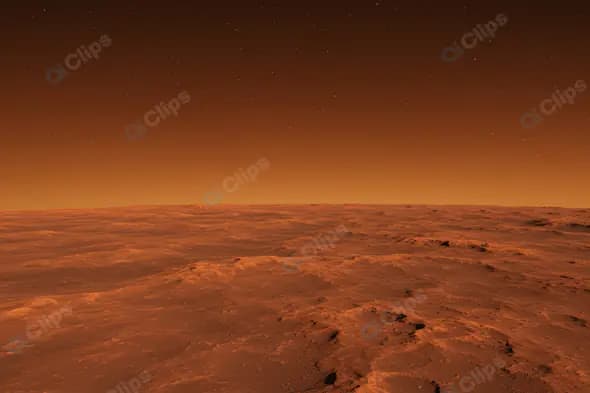 Martian Landscape Under Starry Sky with Orange Haze