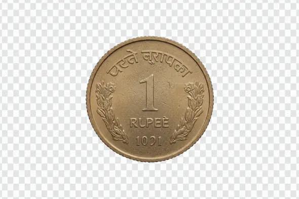 Old Indian 1 Rupee Coin PNG – 1991 Vintage Currency Design