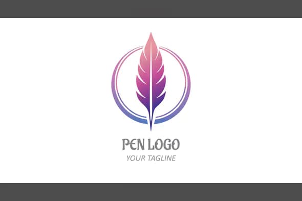 Elegant Feather Pen Logo with Gradient Circle for Writing and Publishing Brands