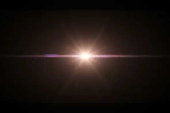 Bright White-Pink Lens Flare with Horizontal Glow and Subtle Burn