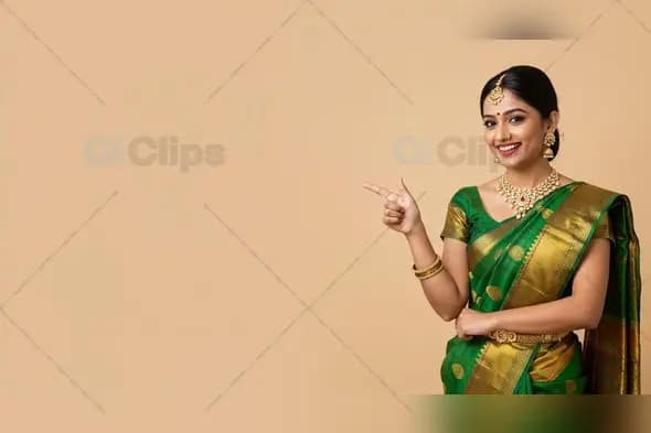 Traditional Portrait in Verdant Saree Elegance