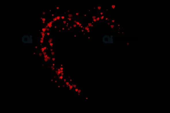 Heart Shaped Red Particle Animation on Black Background