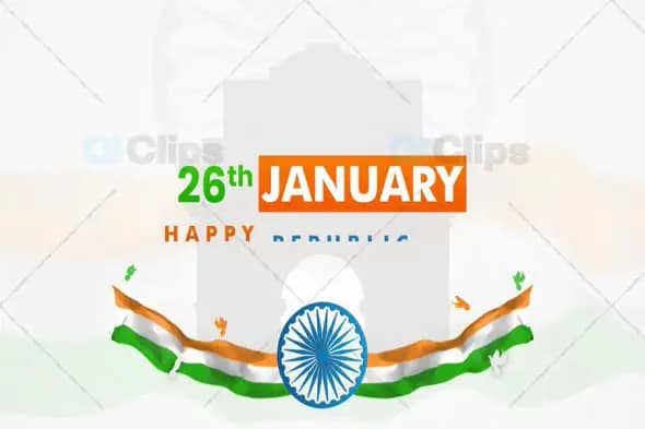 26th January Republic Day Animation with Tricolor and Ashoka Chakra