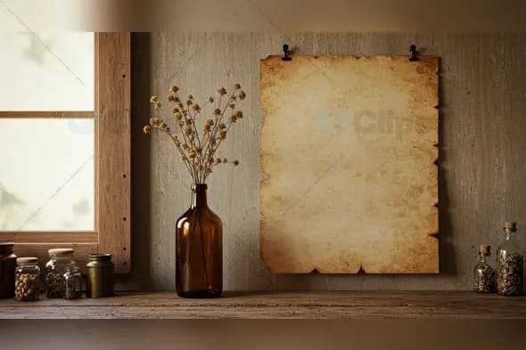 Rustic Vintage Paper and Dried Flowers Arrangement