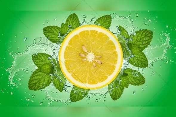 Vibrant Lemon and Mint Splash Stock Image for Creatives