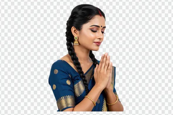 Traditional Indian Woman in Prayer Pose
