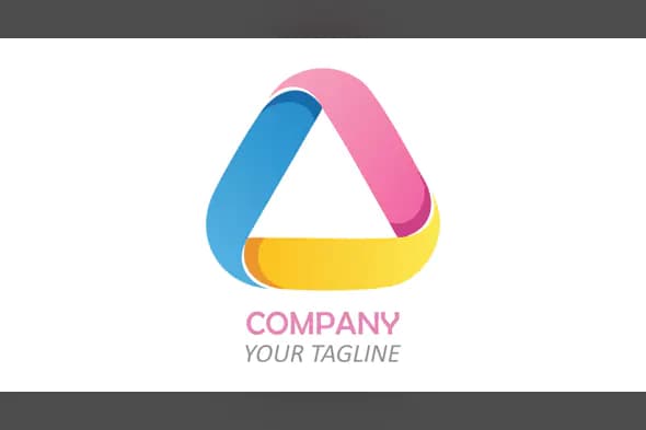 Modern Triangular Loop Logo with Blue, Pink, and Yellow Gradient for Creative Brands