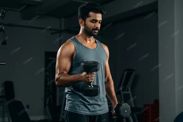 Focused Indian Man Weightlifting