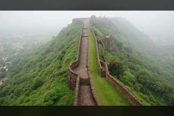 Misty Morning at Historic Indian Fort with Lush Greenery