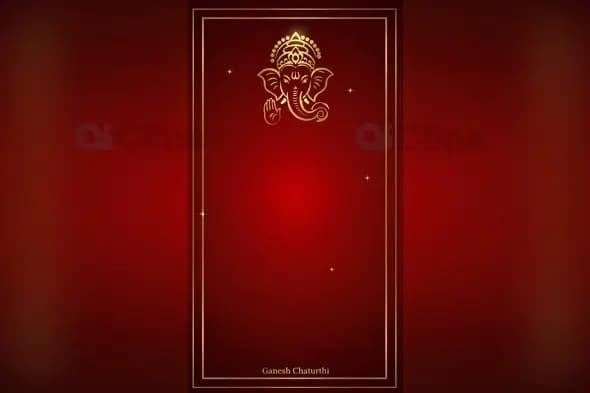 Ganesh Chaturthi Red and Gold Frame Template