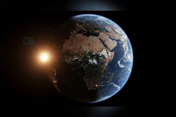 Sunlit Earth View Showing Africa and Europe from Space