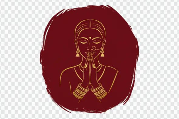 Indian Woman Namaste PNG Clipart for Cultural and Hospitality Designs