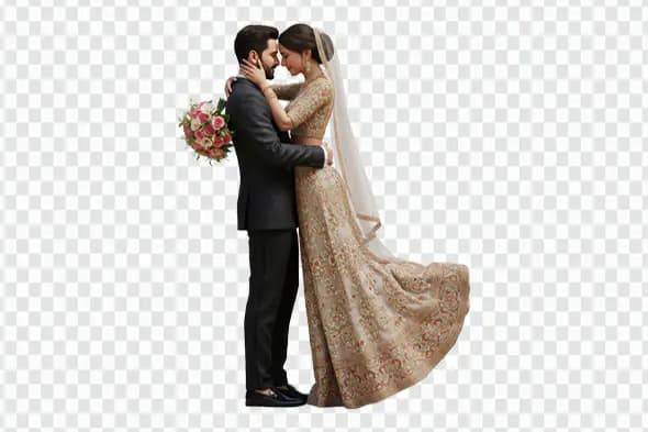 Elegant Indian Wedding Couple PNG for Marriage Invitations & Decor