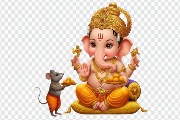 Ornate Ganesha with Companion Mouse