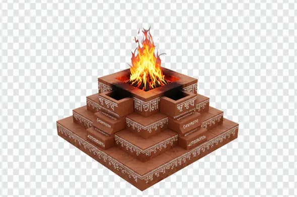 Traditional Havan Kund with Sacred Fire – Indian Ritual PNG on Transparent Background