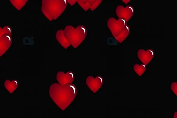 Floating Red Hearts Animation on Black Background