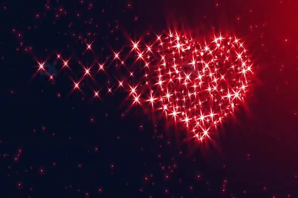 Sparkling Red Heart with Twinkling Star Effects