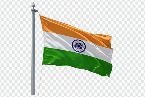 Indian Flag PNG with Pole – Tricolor Waving Transparent Clipart