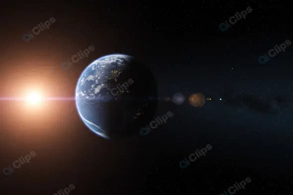 Sunrise Over Earth in Deep Space with Starry Background