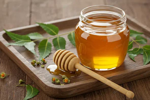 Golden Honey Jar with Wooden Dipper