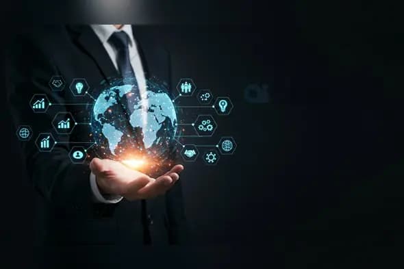 Businessman Presenting Digital Global Network Concept