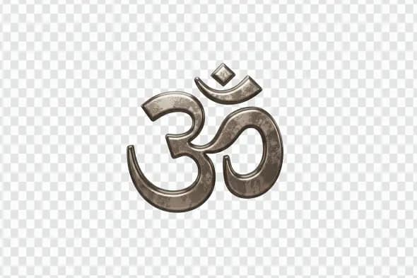 Metallic Om Symbol PNG – Hindu Spiritual Icon with Transparent Background