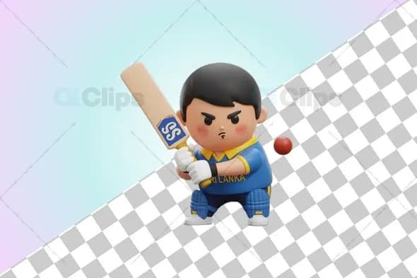 Sri Lankan Cricket Player 3D Illustration