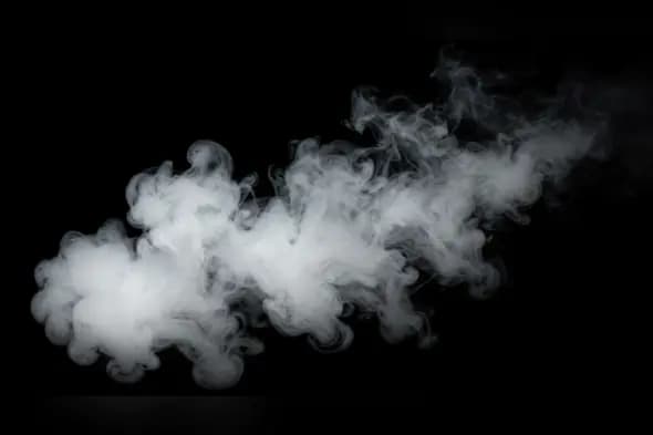 Dense White Smoke Puff Overlay on Black Background
