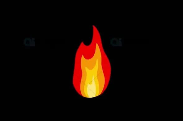 Animated Flame Icon on Black Background - Cartoon Motion Graphic