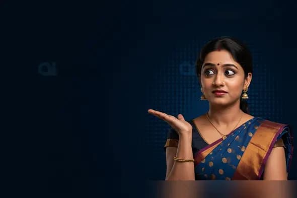 Traditional Indian Woman in Saree with Curious Expression