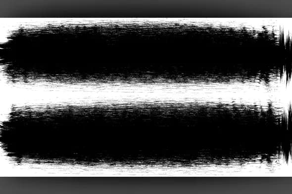 Horizontal White Brush Stroke on Black Grunge Background