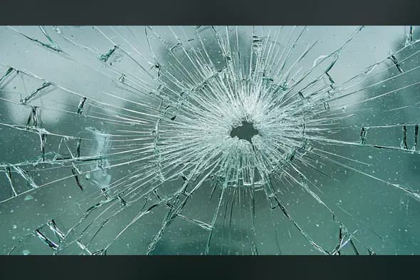 Realistic Broken Glass Texture with Blue-Green Backdrop